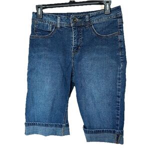 St Johns Bay Denim Shorts Womens 4 Stretch Blue Jean Bermuda Summer Casual Retro